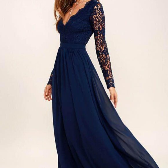 Lulu’s Awaken My Love Lace Maxi Dress - Navy Blue, size XS - Picture 6 of 6